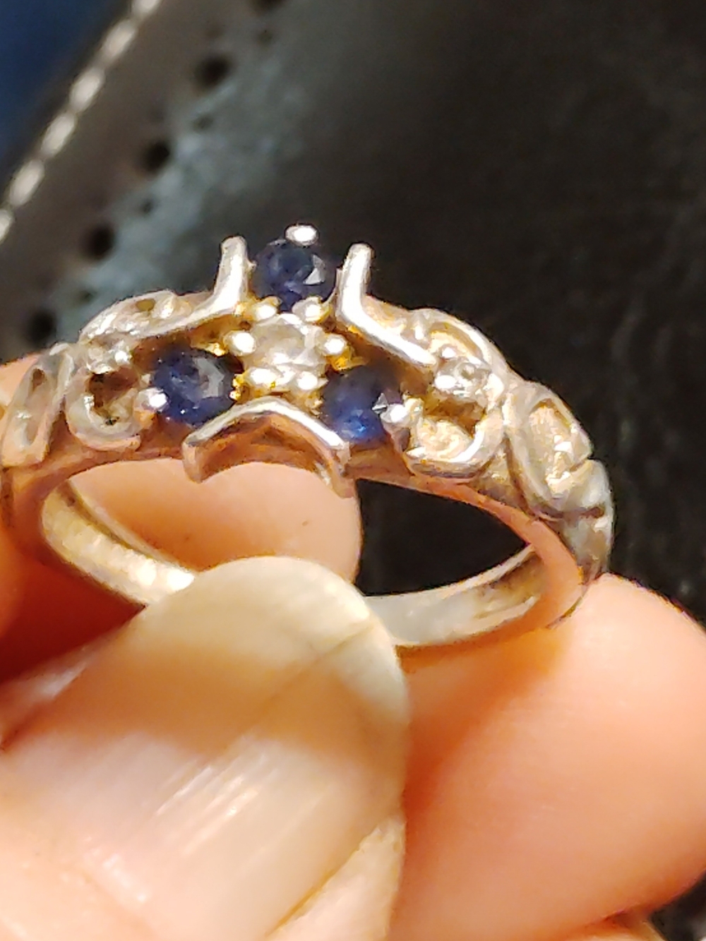 Elegant Blue Sapphire and White Stone Sterling Ring - Women Jewelry
